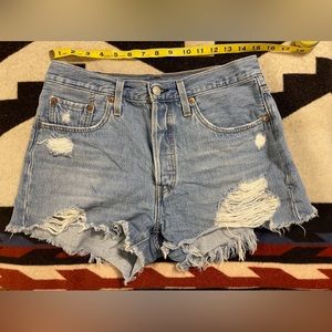 Distressed Levi 501 Shorts